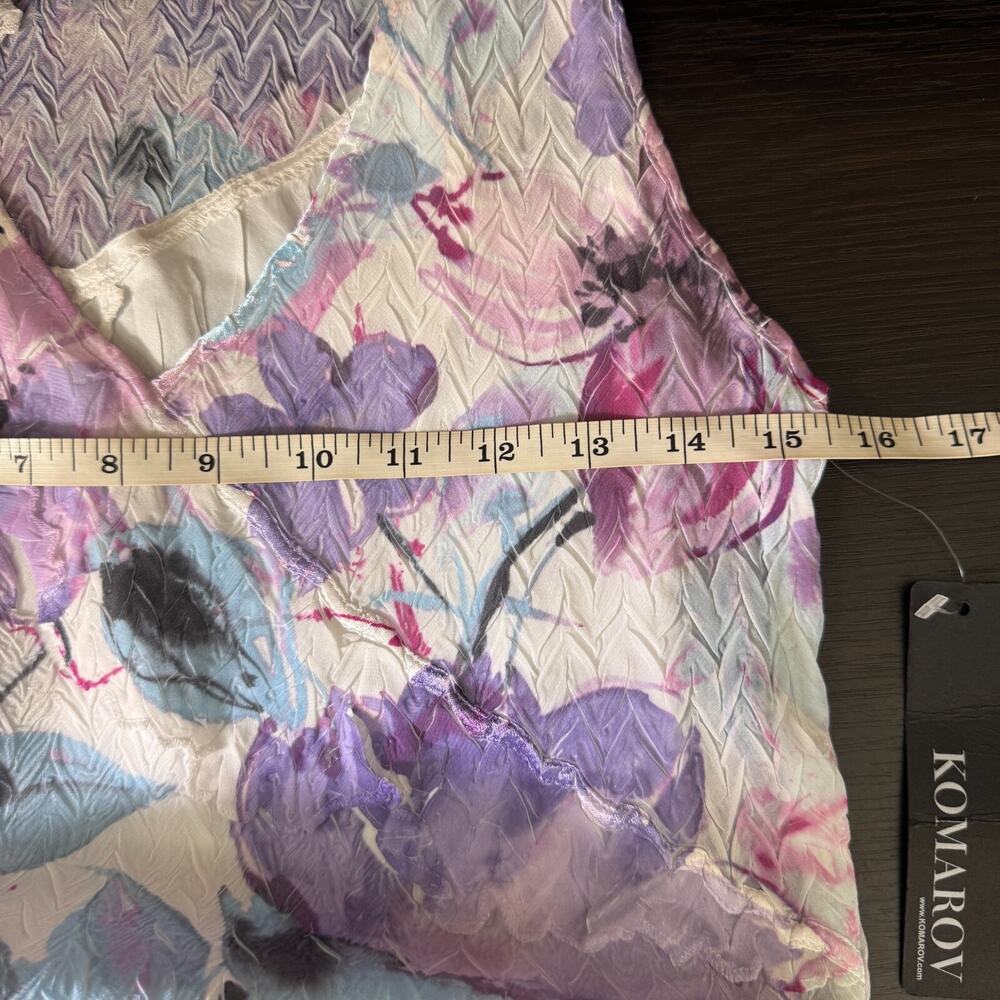 Komarov Dress Womens Medium Floral Watercolor Ruffle Maxi Crinkle Wedding Guest - Picture 7 of 9